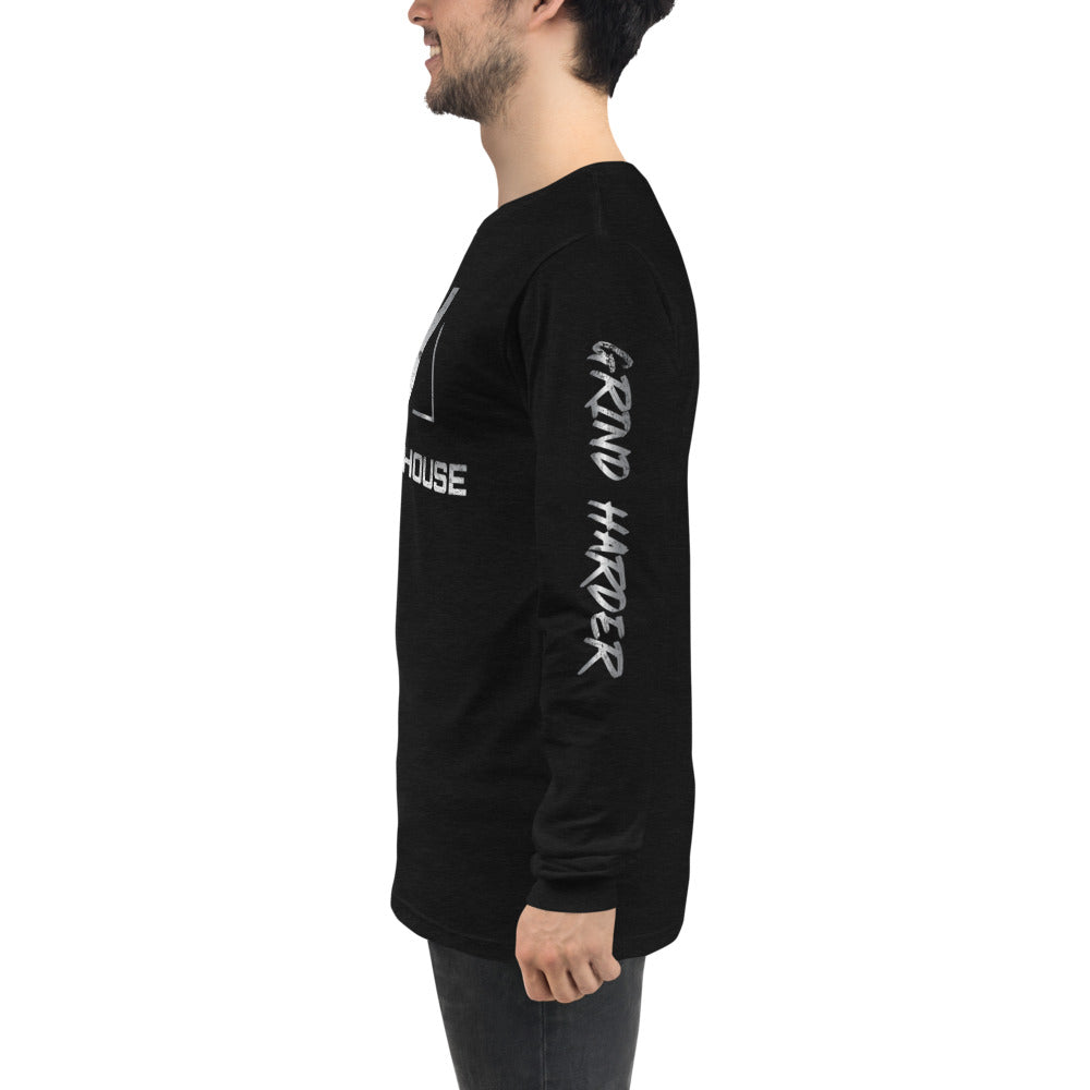 Black and Silver Long Sleeve Fitted Crew