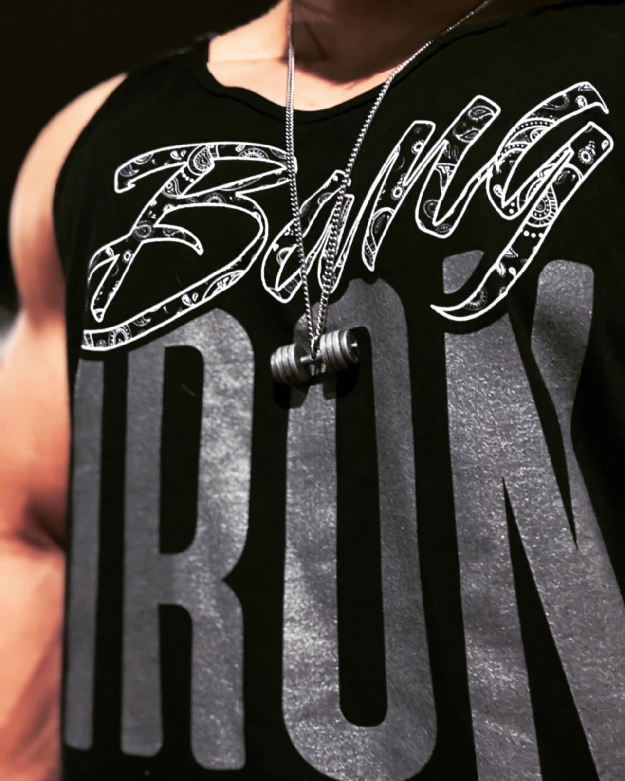 Bang iron white bandana print tank