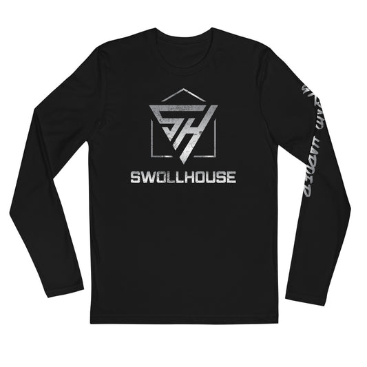 Black and Silver Long Sleeve Fitted Crew