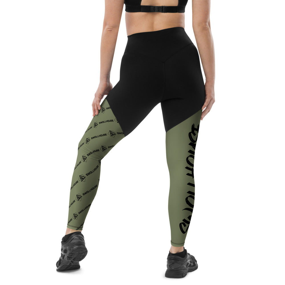 Olive green sports leggings