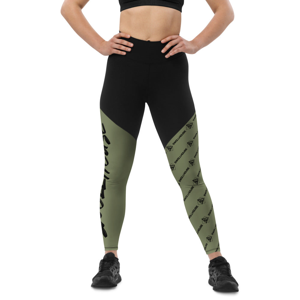 Olive green sports leggings