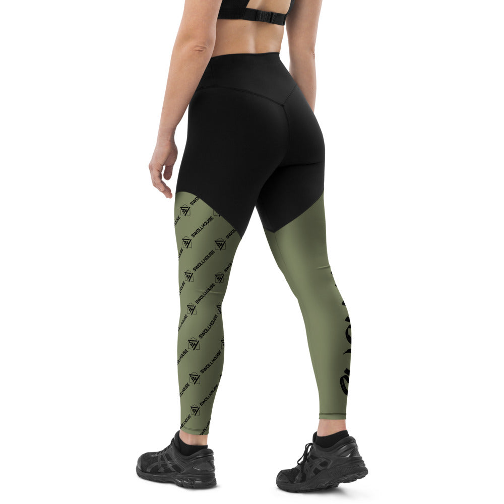 Olive green sports leggings