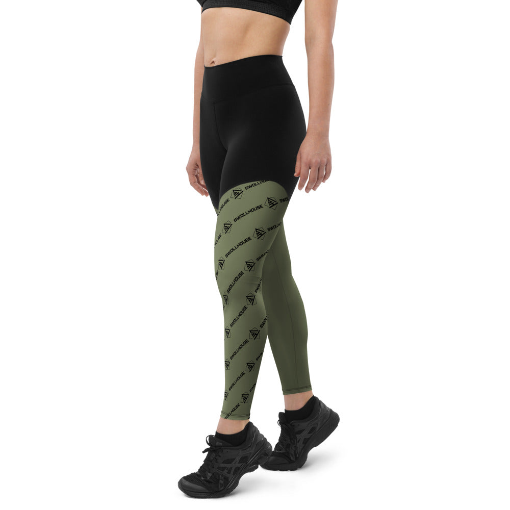 Olive green sports leggings