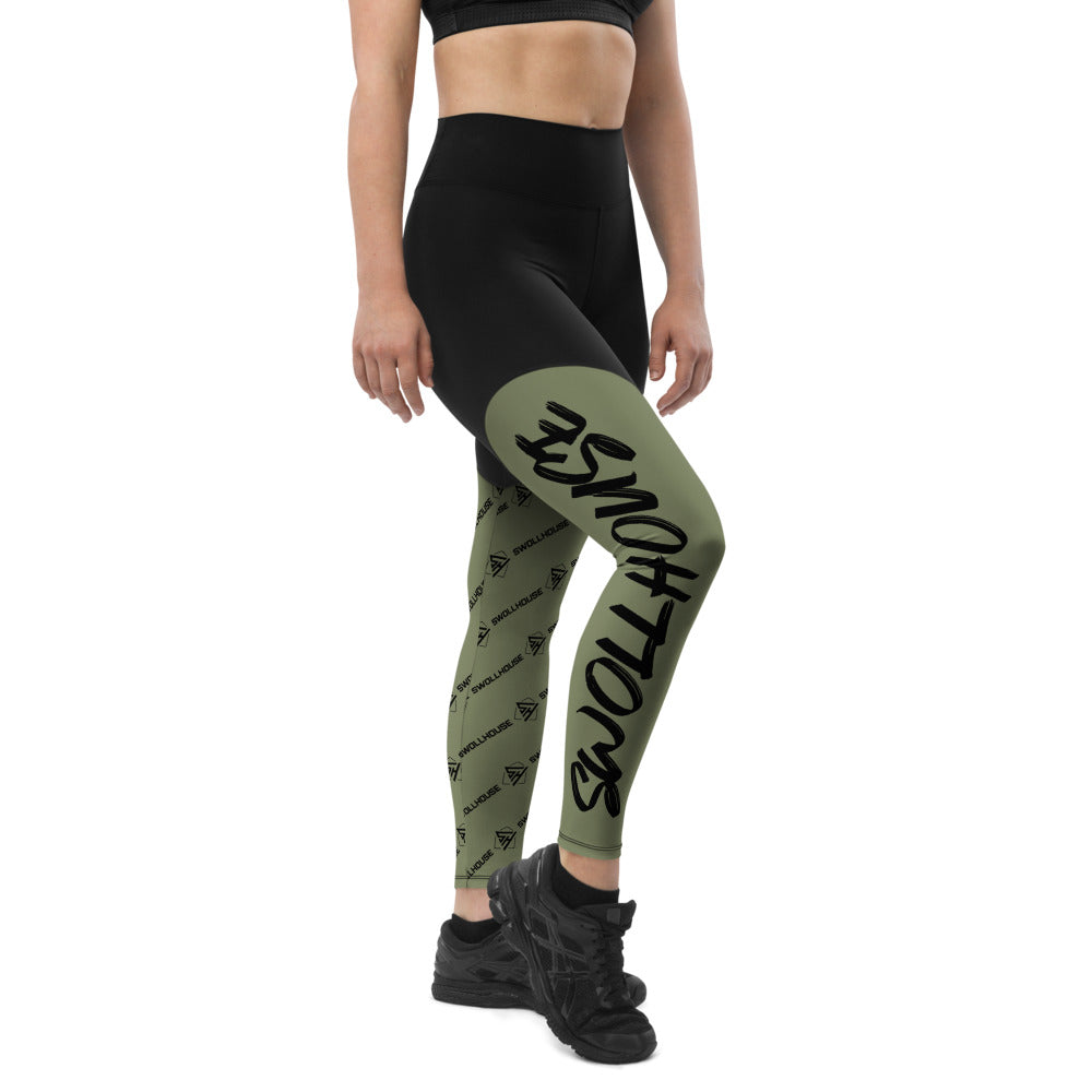 Olive green sports leggings