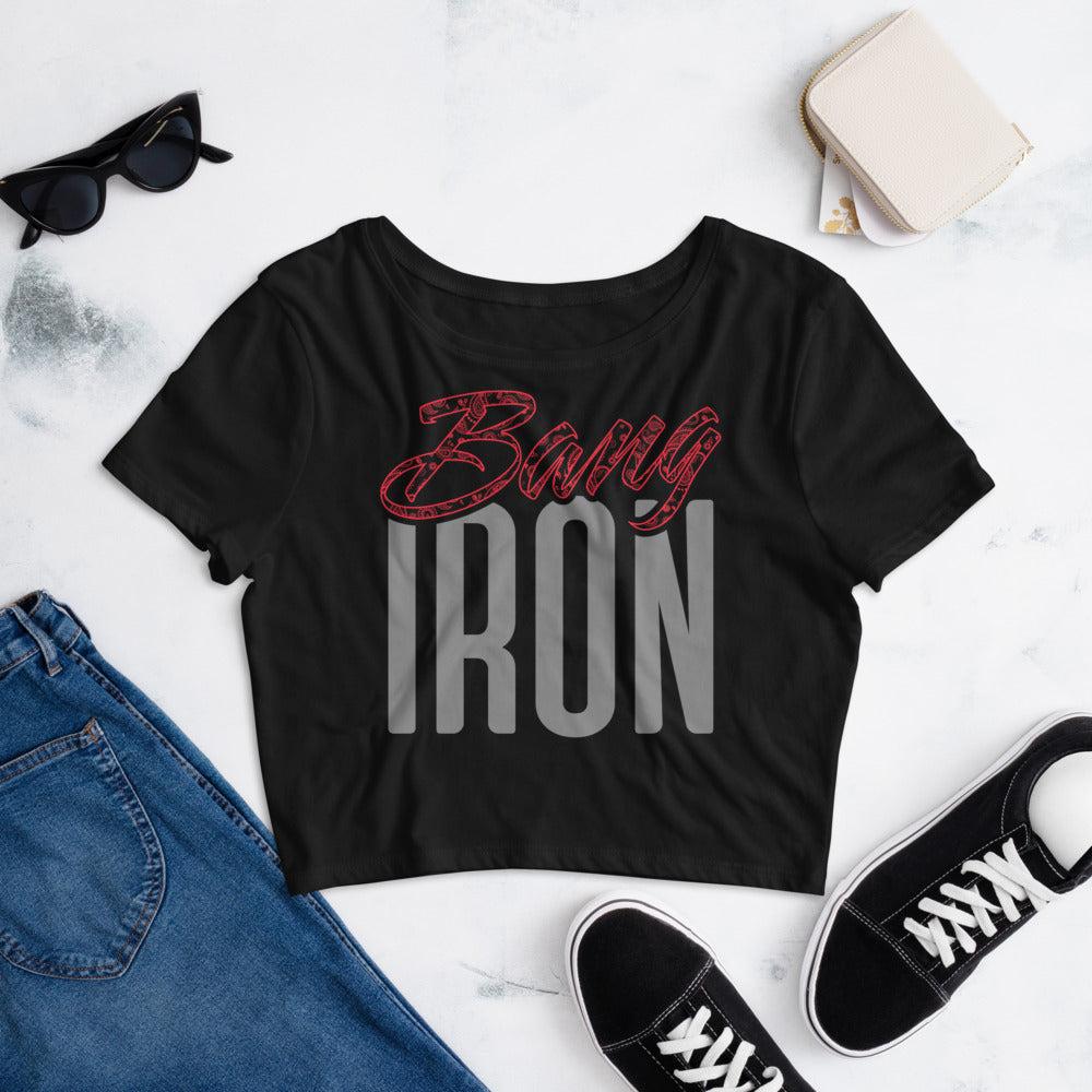 Bang iron red bandana print crop top